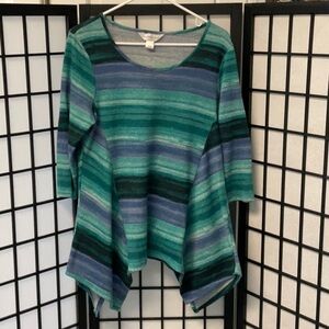 Two toned blue top 95% polyester and 5% spandex